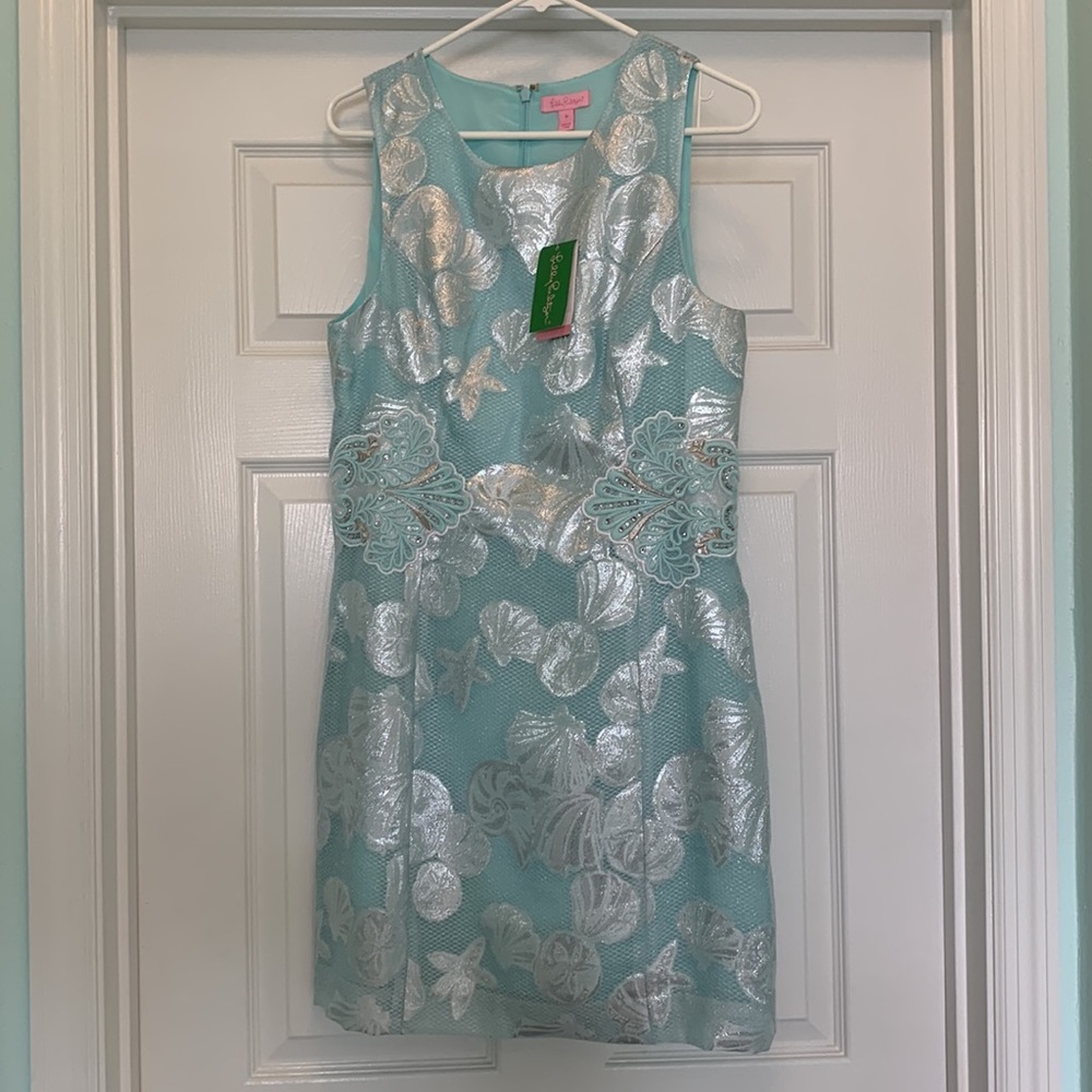 Lilly Pulitzer Aqua and Silver Mini Dress - Picture 2 of 12